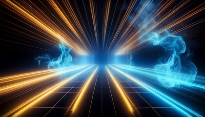 Obraz premium glowing luminous electric tube background with smoke effect