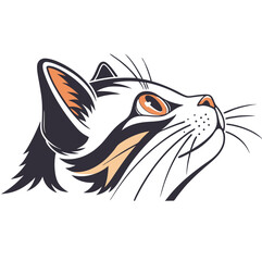 Cat Logo Side Face Illastration Art