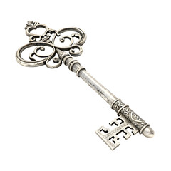 Ornate Vintage Key with Elegant Scrollwork and Antique Design