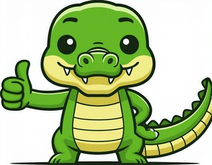 Fototapeta premium cute cartoon alligator giving thumbs up