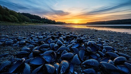 Obraz premium Sunset Mussels Beach