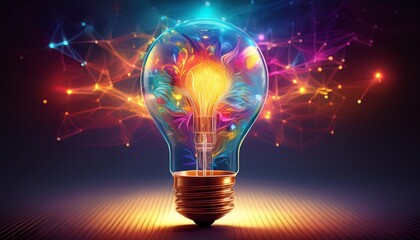 electricity invention idea concept with glowing light bulb