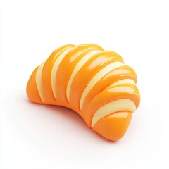 3d rendering of a bright orange croissant.