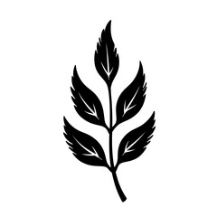 Fototapeta premium Nature inspired botanical leaf icon in black silhouette representing organic eco style - concept of sustainability natural product plant symbol environmental branding