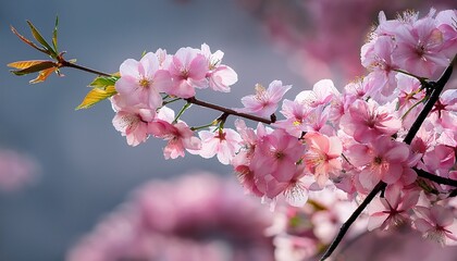 Obraz premium pink cherry blossoms branch spring flowers