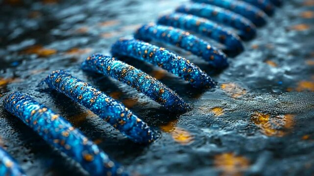 Close-up of textured blue comb resting on dark surface