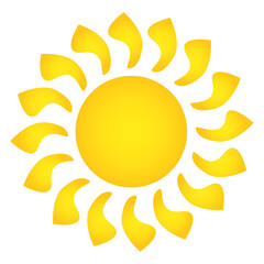Yellow orange sun with rays simple isolated design image