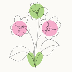 Abstract Line Art Floral Design with Pastel Colors
