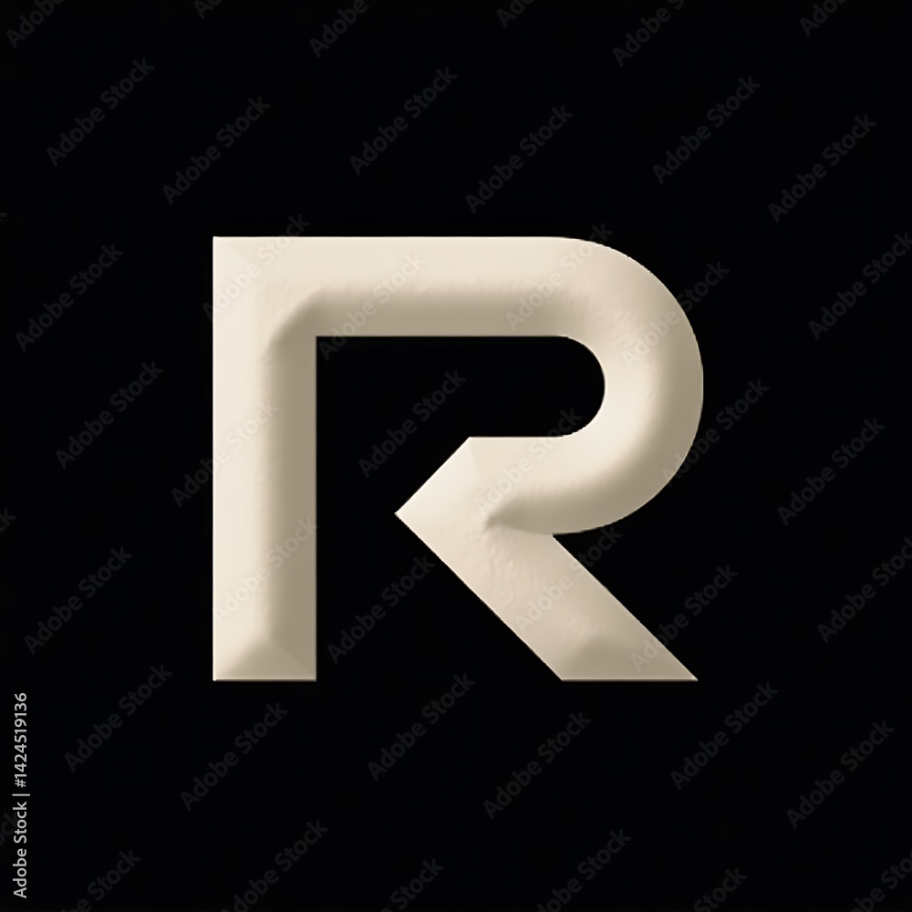 Fototapete minimalist monogram logo design featuring letter r on deep black background – elegant white gradient