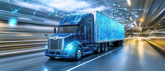 Futuristic Semi-Truck:  High-Tech Transportation in Motion