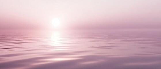 Obraz premium Serene Sunset Over Calm Waters: A Pink Hue