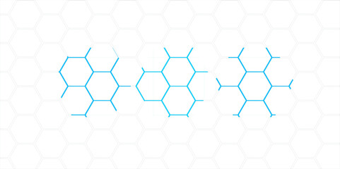 Abstract blue hexagon pattern with geometric shapes and seamless design