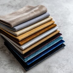 Soft velvet fabric swatches stacked for design ideas