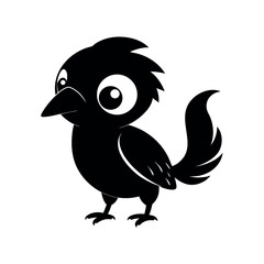 Black Vector Silhouette of Cute Motmot Bird on White Background