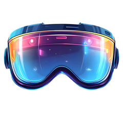 Futuristic virtual reality headset with glowing neon lights, showcasing advanced technology and sleek design. vibrant colors and modern aesthetics create immersive experience