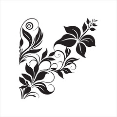 black and white floral corner design