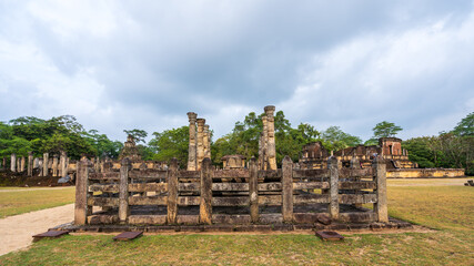 Nissanka Latha Mandapaya, unique stone-pillared pavilion in ancient Polonnaruwa, Sri Lanka, open-air shrine