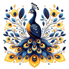 Obraz premium Blue peacock vector icon full feather bloom high resolution images