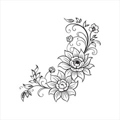 black and white floral corner design