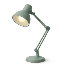 Adjustable matte sage-green desk lamp with diffused LED, isolated