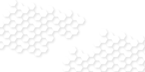 Abstract white hexagon concept background. Seamless bright white abstract honeycomb. Technology for design element vector abstract background.	
