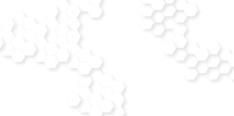 Abstract white hexagon concept background. Seamless bright white abstract honeycomb. Technology for design element vector abstract background.	