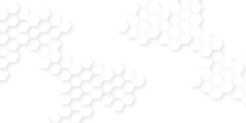 Abstract white hexagon concept background. Seamless bright white abstract honeycomb. Technology for design element vector abstract background.	