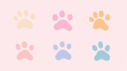 Pastel paw prints on pink background; pet, design, illustration