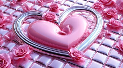Pink Heart and Roses: Romantic Valentine's Day Design