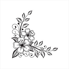 black and white floral corner design