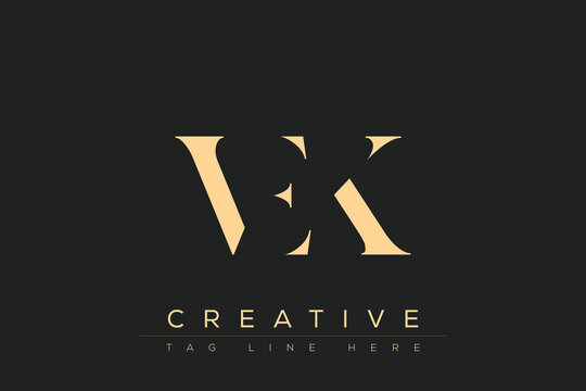VEK abstract letter logo design. This logo is designed by three abstract letters.