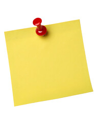 Sticky Yellow Note with Red Push Pin &ndash; Transparent PNG Background