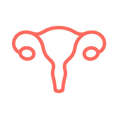 Minimalist coral uterus icon on transparent background