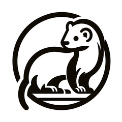 흰 배경, 페럿, 픽토그램 아트, jpeg (white background, Ferret, pictogram art, jpeg)