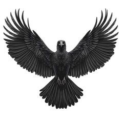 Obraz premium Silhouette of a soaring eagle with wings fully spread gliding a clear white ba high resolution images