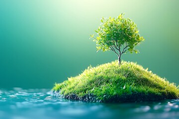 Tiny Island Tree - Peaceful Scene