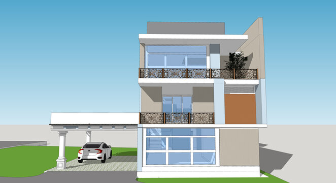 Minimalist Architectural Concepts in 3D – SketchUp Visualization
