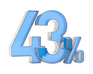 Forty three percent on white background. Isolated 3D illustration