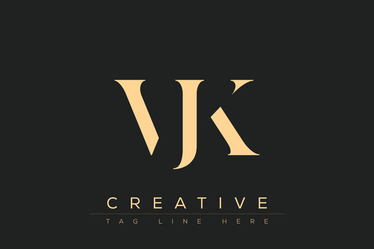 VJK abstract letter logo design. This logo is designed by three abstract letters.