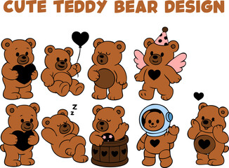 SET CUTE ANIMALS DESIGNS USING HAND DRAWINGS
