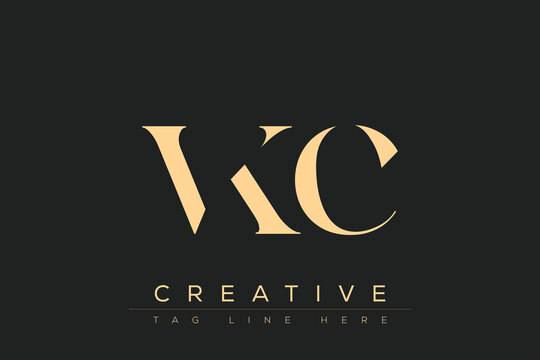 VKC abstract letter logo design. This logo is designed by three abstract letters.