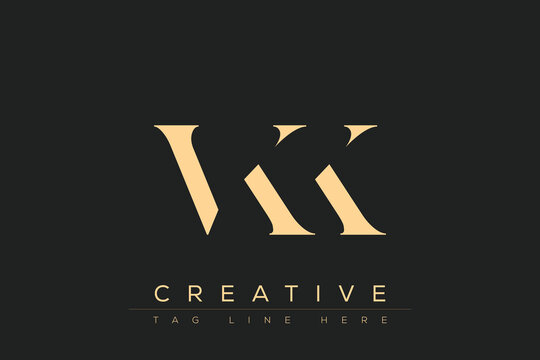 VKK abstract letter logo design. This logo is designed by three abstract letters.
