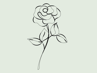 Elegant Single Line Drawing of a Rose Flower