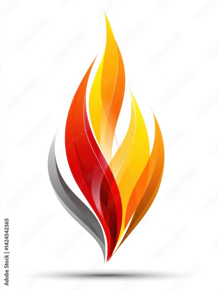 Poster innovative abstract symbol representing a flame rising from oil with dynamic colors reflecting energ