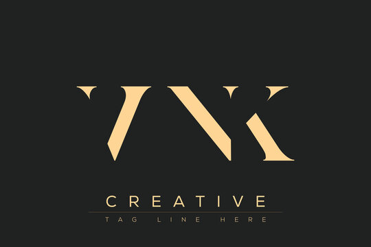 VNK abstract letter logo design. This logo is designed by three abstract letters.