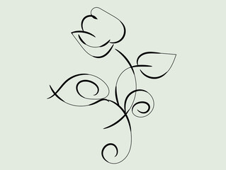 Elegant Single Line Drawing of a Rose Flower with Swirls