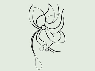 Abstract Black Line Art Flower Design Illustration