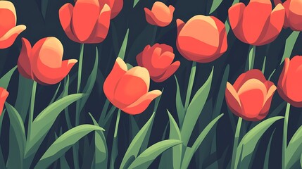 Obraz premium Red Tulips Spring Garden Bloom.