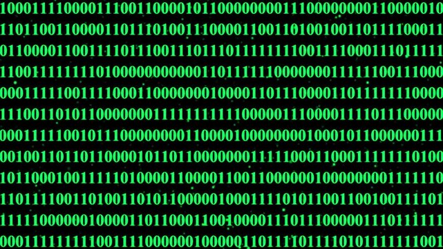 Looped Animation of Binary Code &ndash; Hacking or Tech Theme,Tech Background with Scrolling Binary Digits &ndash; Matrix Style,Binary Code Wall &ndash; Technology and Data Concept Video.