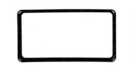 Black outlined rectangular frame, white fill, isolated.